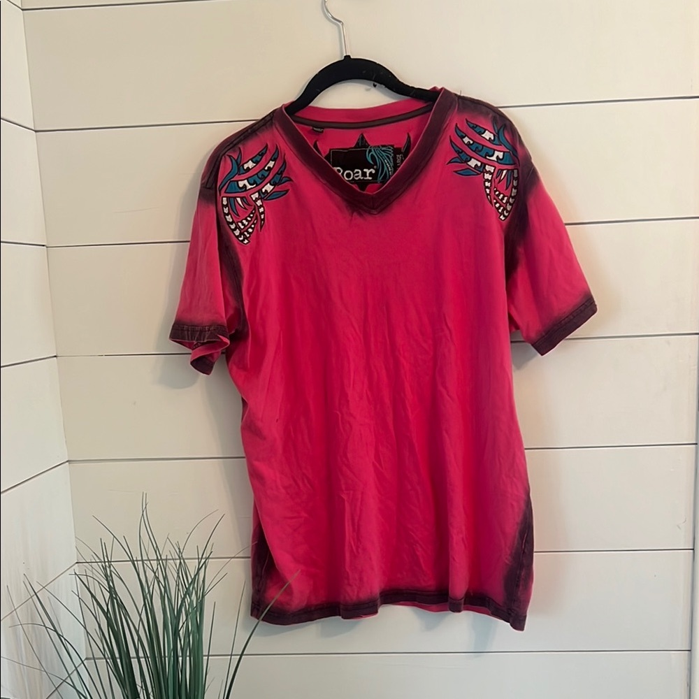Roar Vivid Red Tee with Graphic Accents